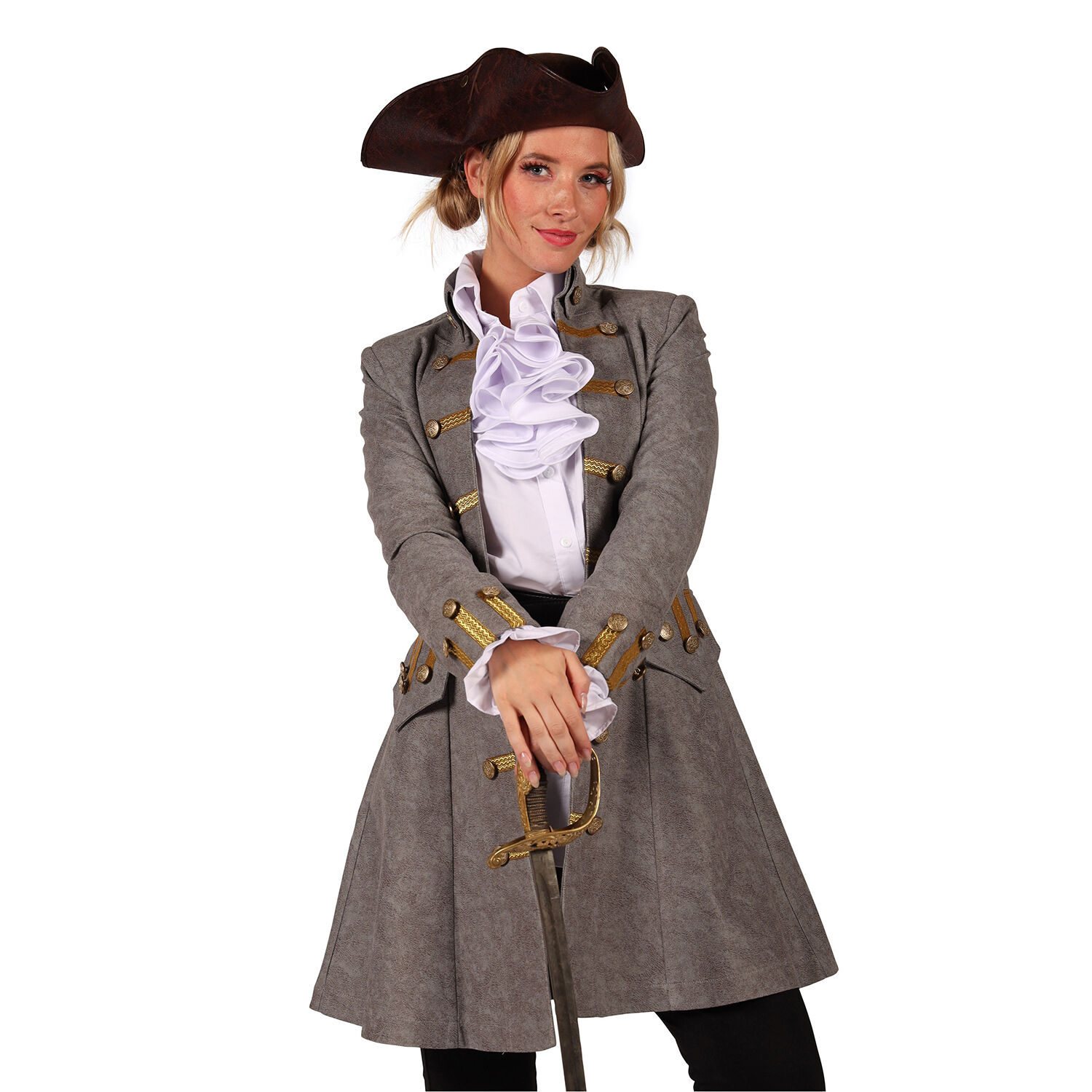 Damen-Kost�m Piraten-Jacke Bonny, grau, Gr. XS Bild 2