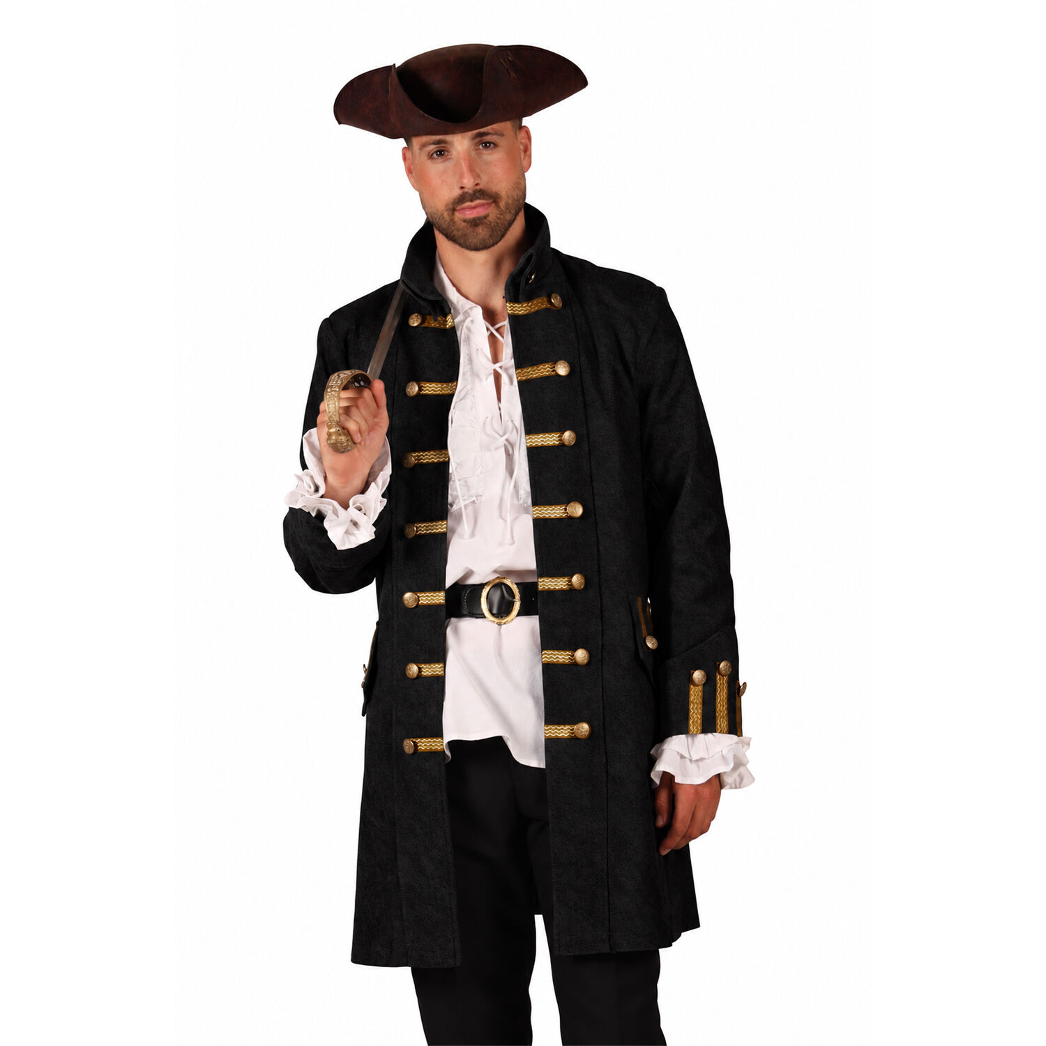 Herren-Kost�m Piraten-Jacke Long John, schwarz, Gr. S Bild 2