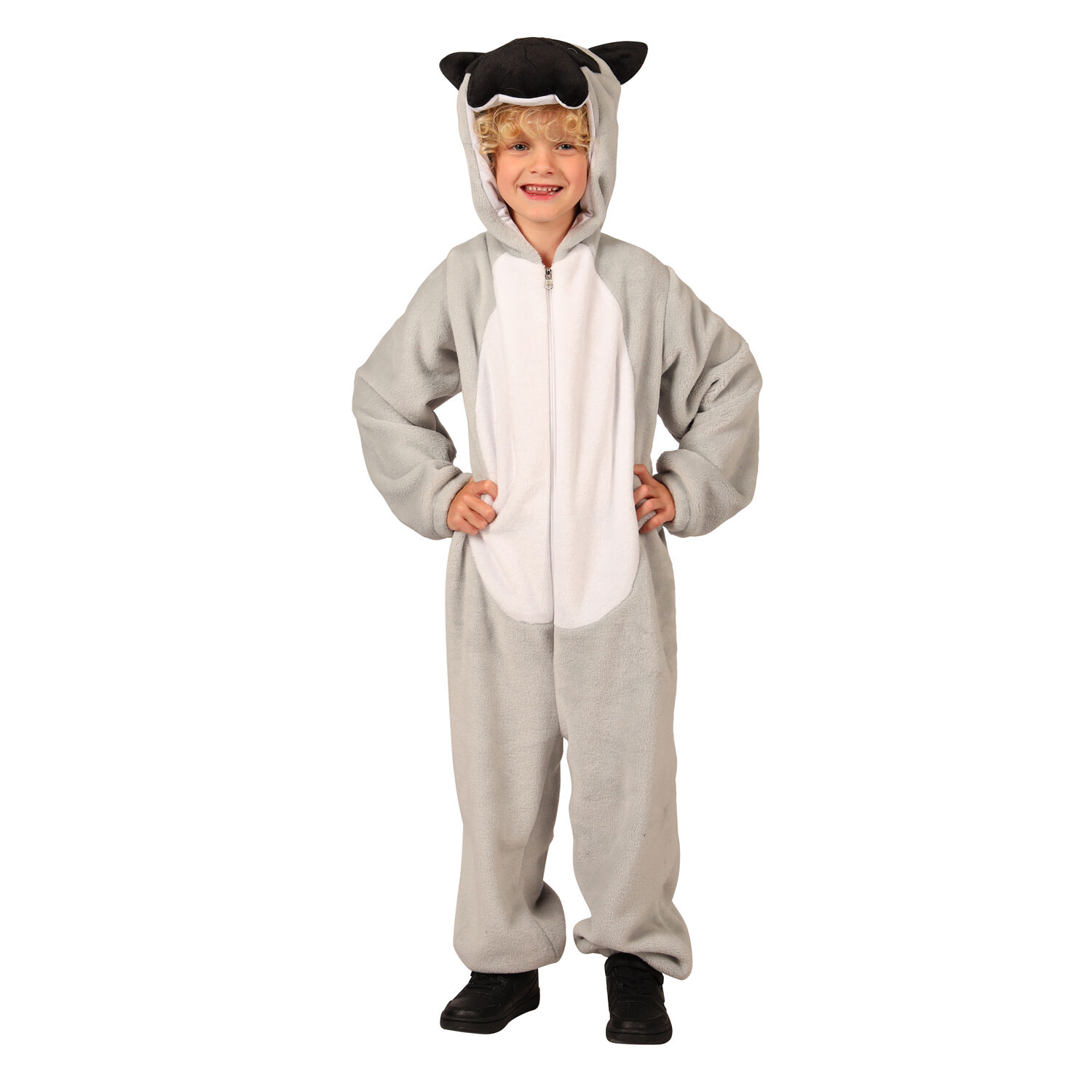 NEU Kinder-Kostm Hund aus dickem Plsch, Overall, grau, Gr. 80-86