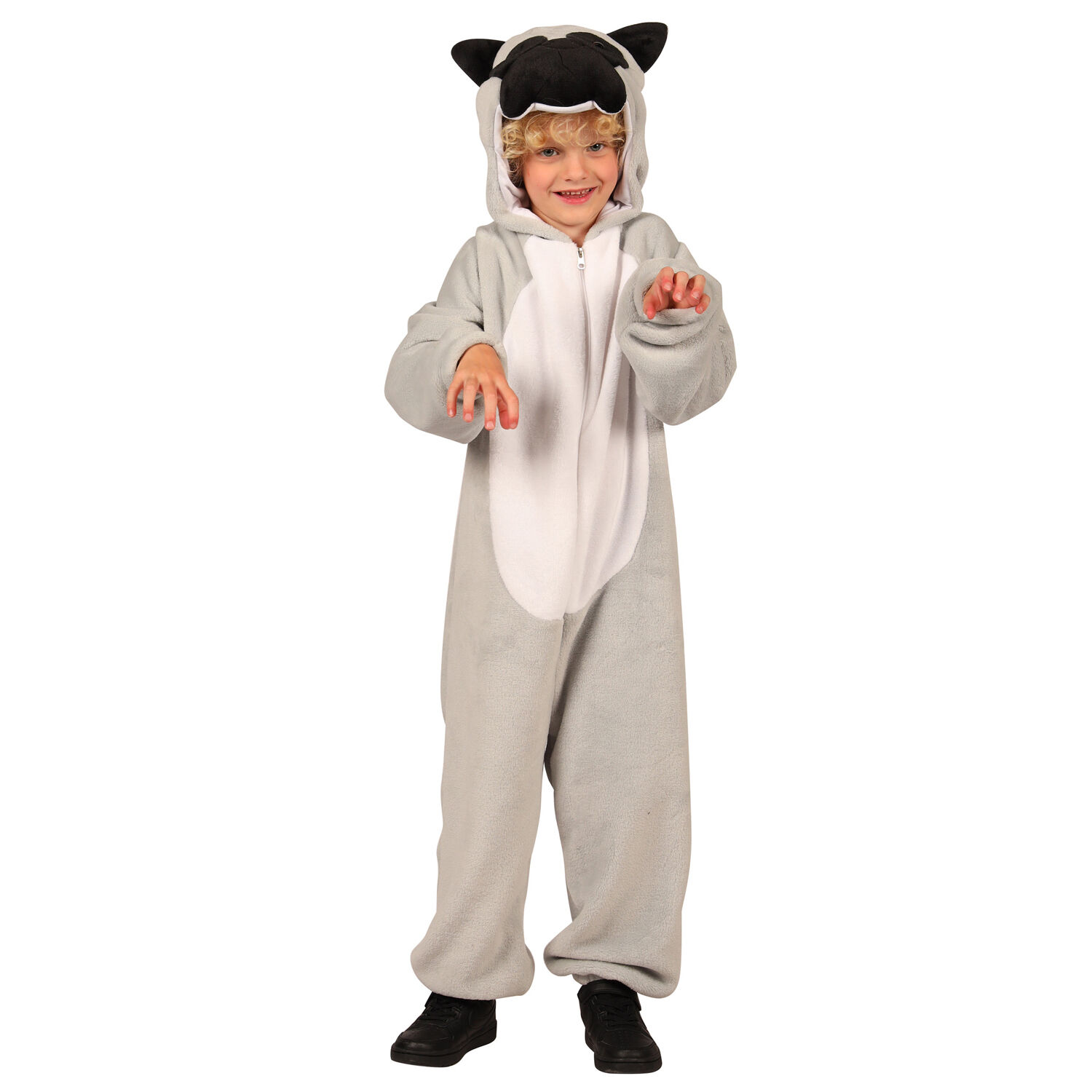 NEU Kinder-Kostm Hund aus dickem Plsch, Overall, grau, Gr. 80-86 Bild 2