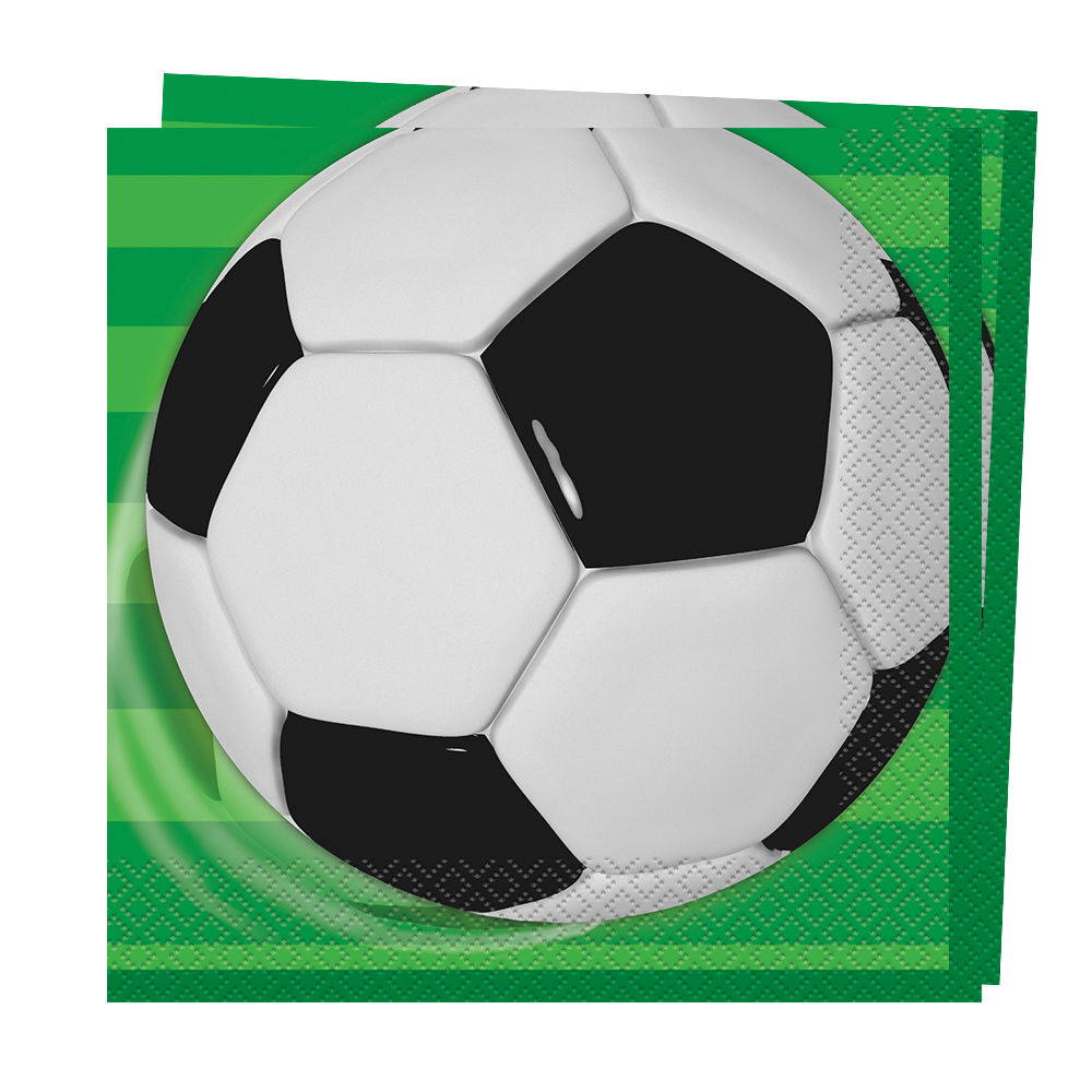 Servietten mit Fußball für Kindergeburtstag, Größe: ca. 33 x 33 cm, 16 Stück