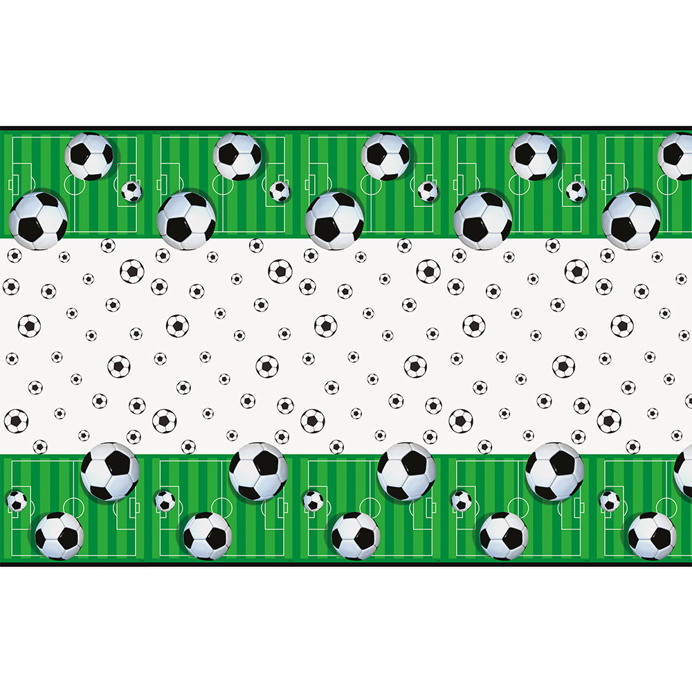 Tischdecke aus Kunststoff, Motto Fußball für Kindergeburtstag, Größe: ca. 137 x 213 cm