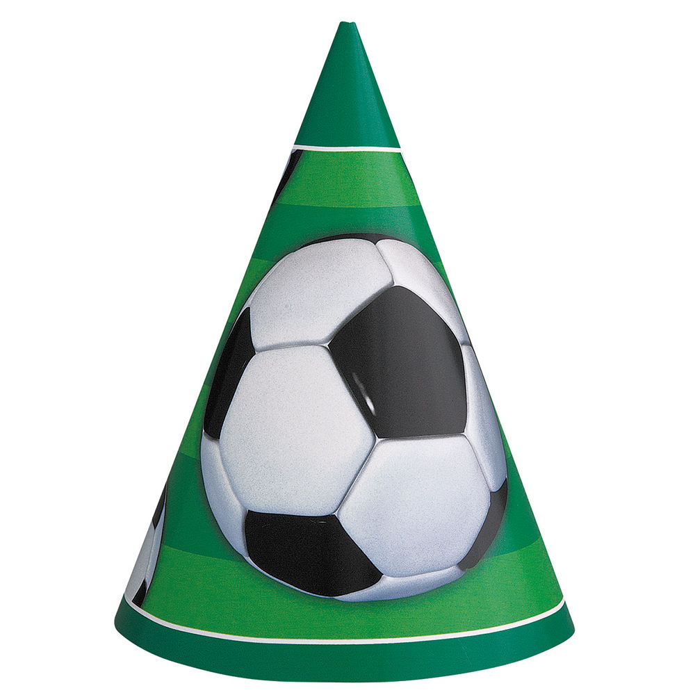 Partyhüte aus Pappe, Motto Fußball für Kindergeburtstag, 8 Stück