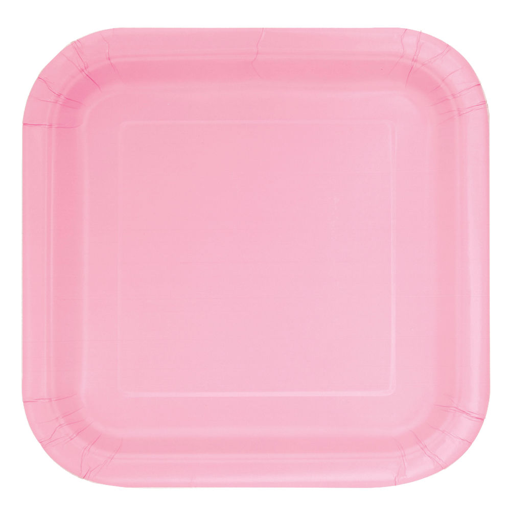 NEU Teller aus Pappe, Premiumqualitt, quadratisch, Gre ca. 23x23 cm, Vorteilspack mit 14 Stck, Farbe: rosa