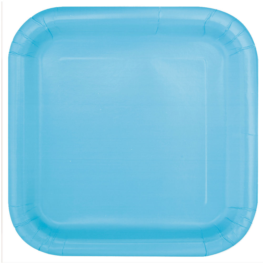 SALE Teller aus Pappe, Premiumqualit�t, quadratisch, Gr��e ca. 23x23 cm, Vorteilspack mit 14 St�ck, Farbe: hellblau