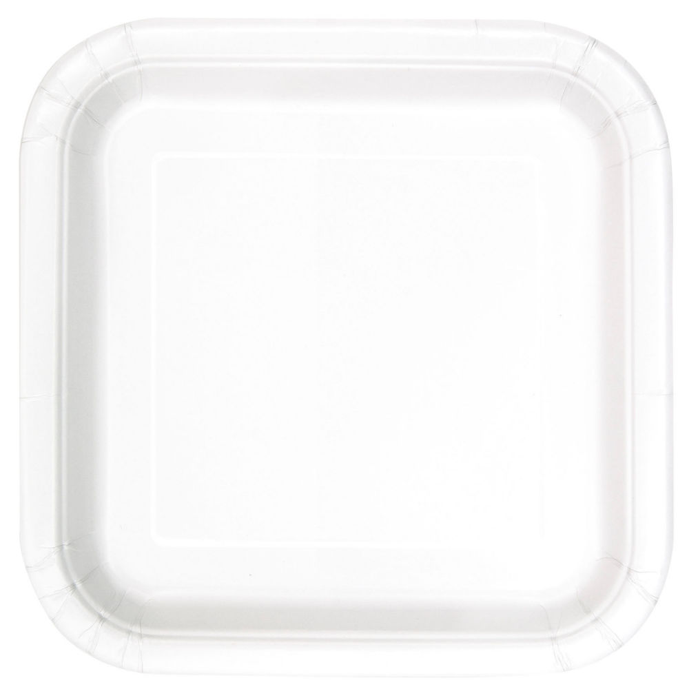 SALE Teller aus Pappe, Premiumqualitt, quadratisch, Gre ca. 23x23 cm, Vorteilspack mit 14 Stck, Farbe: wei