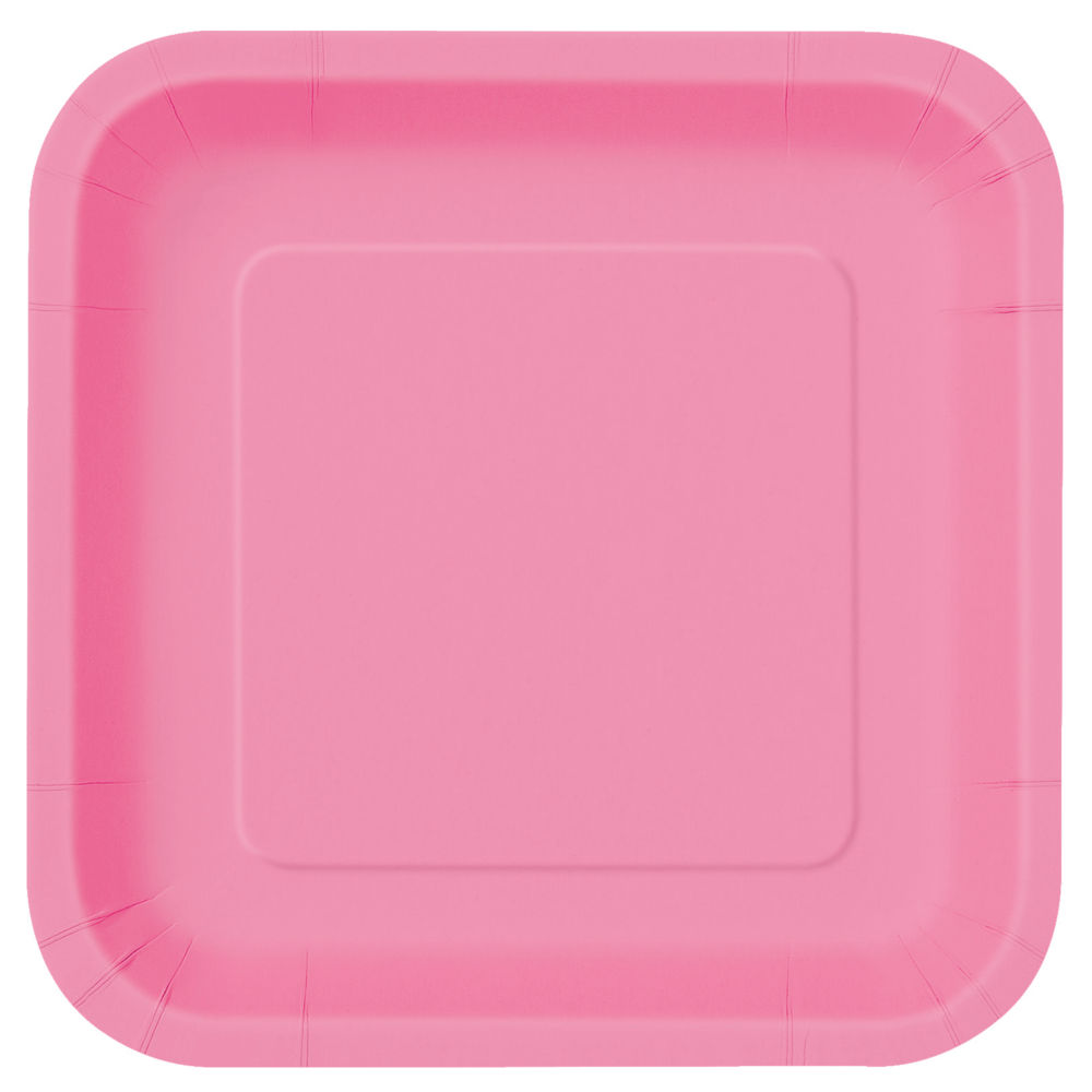NEU Teller aus Pappe, Premiumqualitt, quadratisch, Gre ca. 23x23 cm, Vorteilspack mit 14 Stck, Farbe: pink