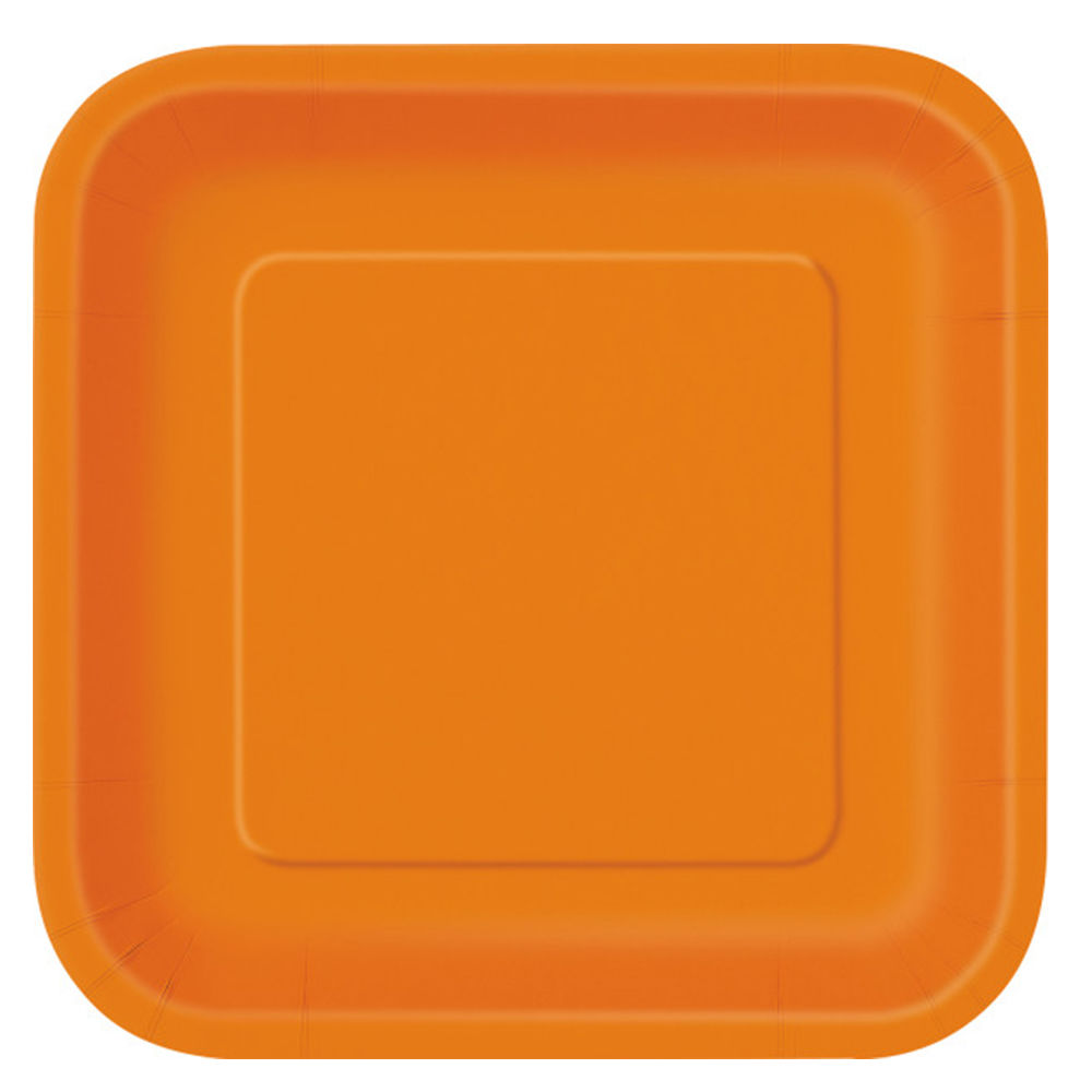 NEU Teller aus Pappe, Premiumqualität, quadratisch, Größe ca. 23x23 cm, Vorteilspack mit 14 Stück, Farbe: orange