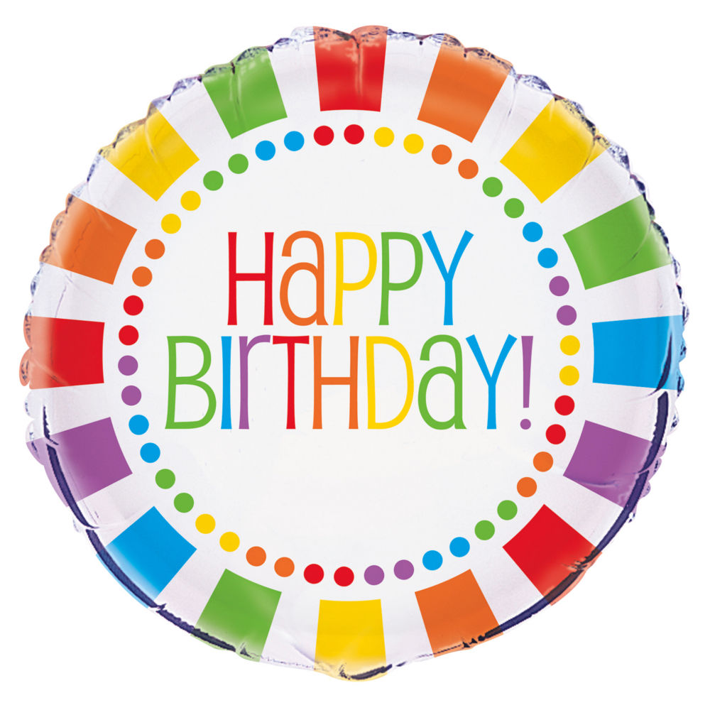 SALE Folienballon Happy Birthday, Geburtstags-Party, Bunt / Regenbogenfarben, beidseitig bedruckt, Gre: ca. 45 cm