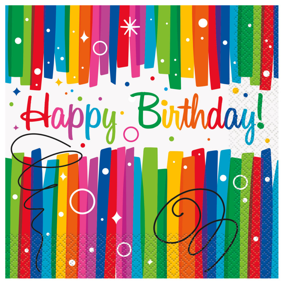 SALE Servietten Happy Birthday, Kindergeburtstag, Regenbogenfarben / bunt, Gre: ca. 33 x 33 cm, 16 Stck