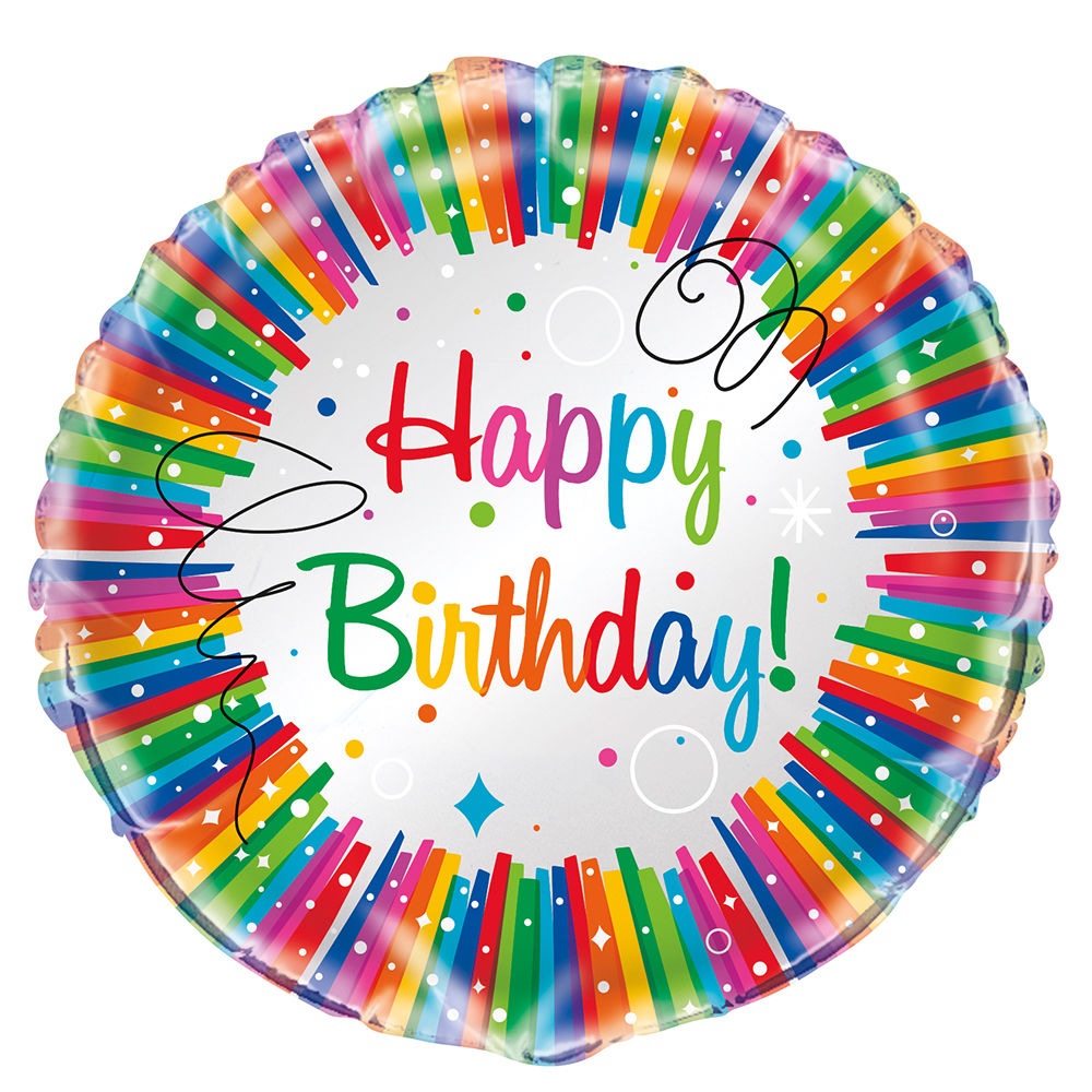 SALE Folienballon Happy Birthday, Kindergeburtstag, Regenbogenfarben / bunt, beidseitig bedruckt, Gre: ca. 45 cm