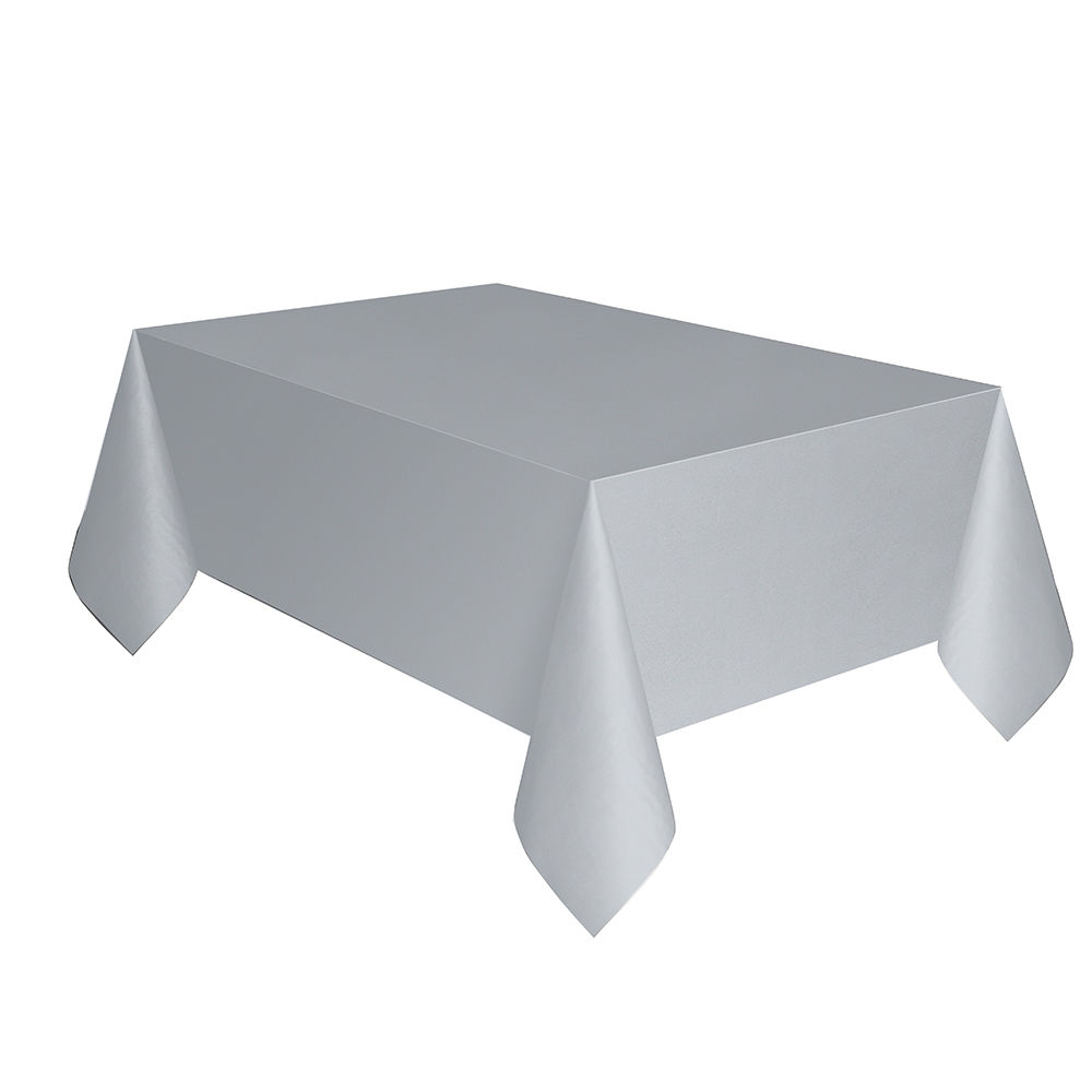 NEU Mehrweg-Tischdecke aus Kunststoff, Größe ca. 137x274cm, silber