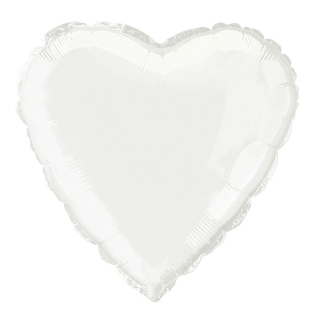 Folienballon Herz Unifarben, Premiumqualität, beidseitig bedruckt, Größe: ca. 45 cm, Farbe: Weiß