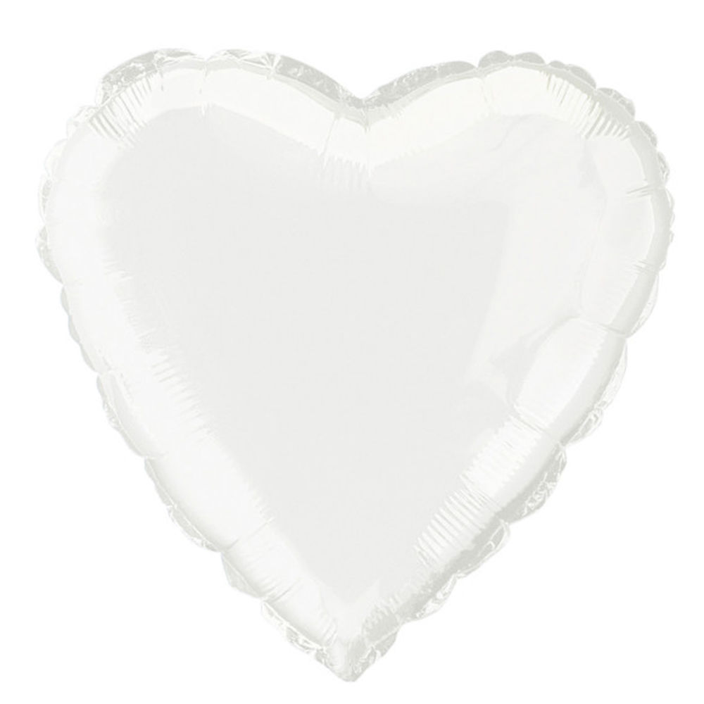 SALE Folienballon Herz Unifarben, Premiumqualitt, beidseitig bedruckt, Gre: ca. 45 cm, Farbe: Wei
