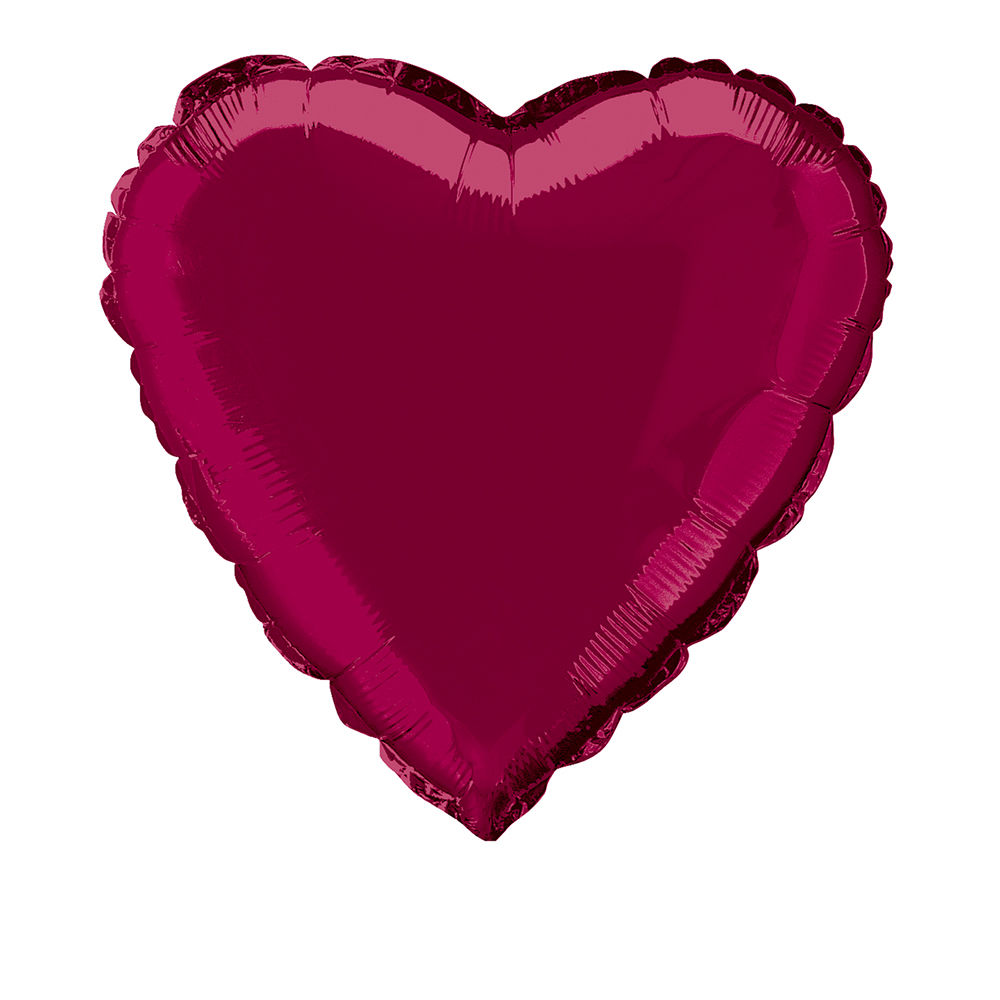 SALE Folienballon Herz Unifarben, Premiumqualit�t, beidseitig bedruckt, Gr��e: ca. 45 cm, Farbe: Bordeaux