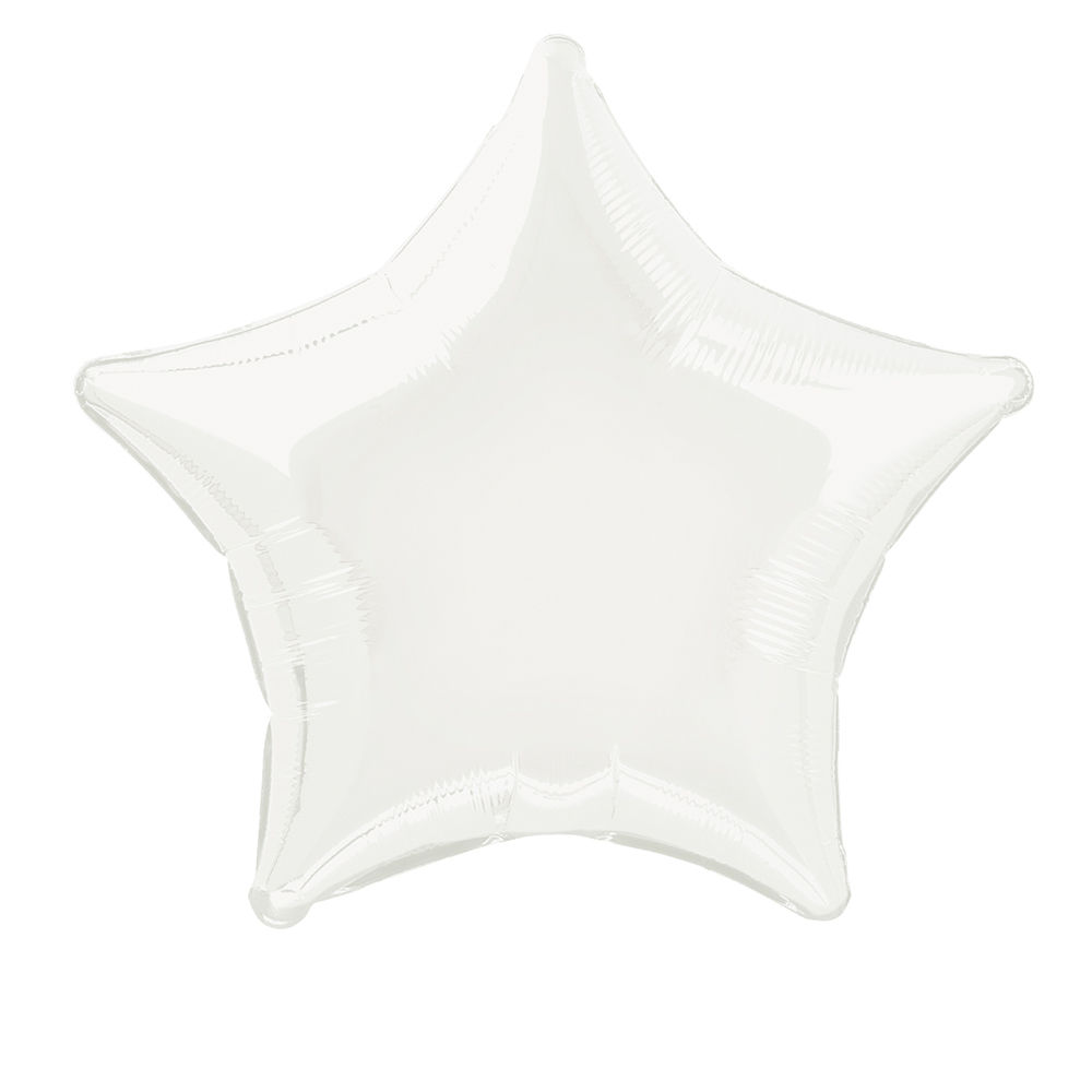 Folienballon Stern Unifarben, Premiumqualität, beidseitig bedruckt, Größe: ca. 45 cm, Farbe: Weiß