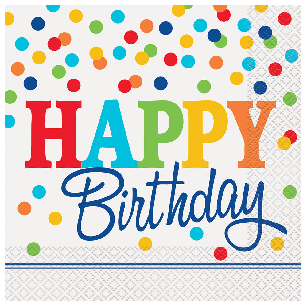 NEU Servietten Happy Birthday, Kindergeburtstag, bunt gepunktet, Gre: ca. 33 x 33 cm, 16 Stck