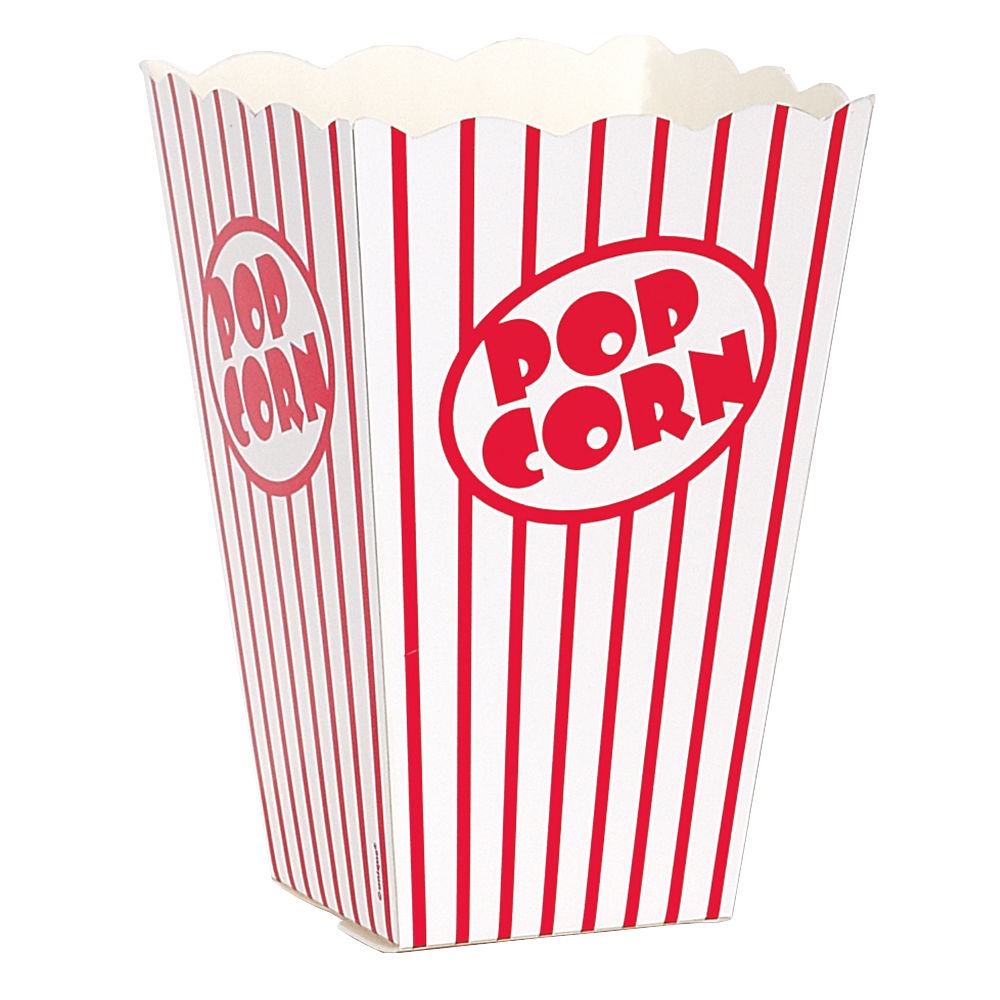 Popcorn Box / Karton aus Pappe, für Kindergeburtstag, Kinoabend & Co., Größe: ca. 10 x 10 x 16 cm, 10 Stück