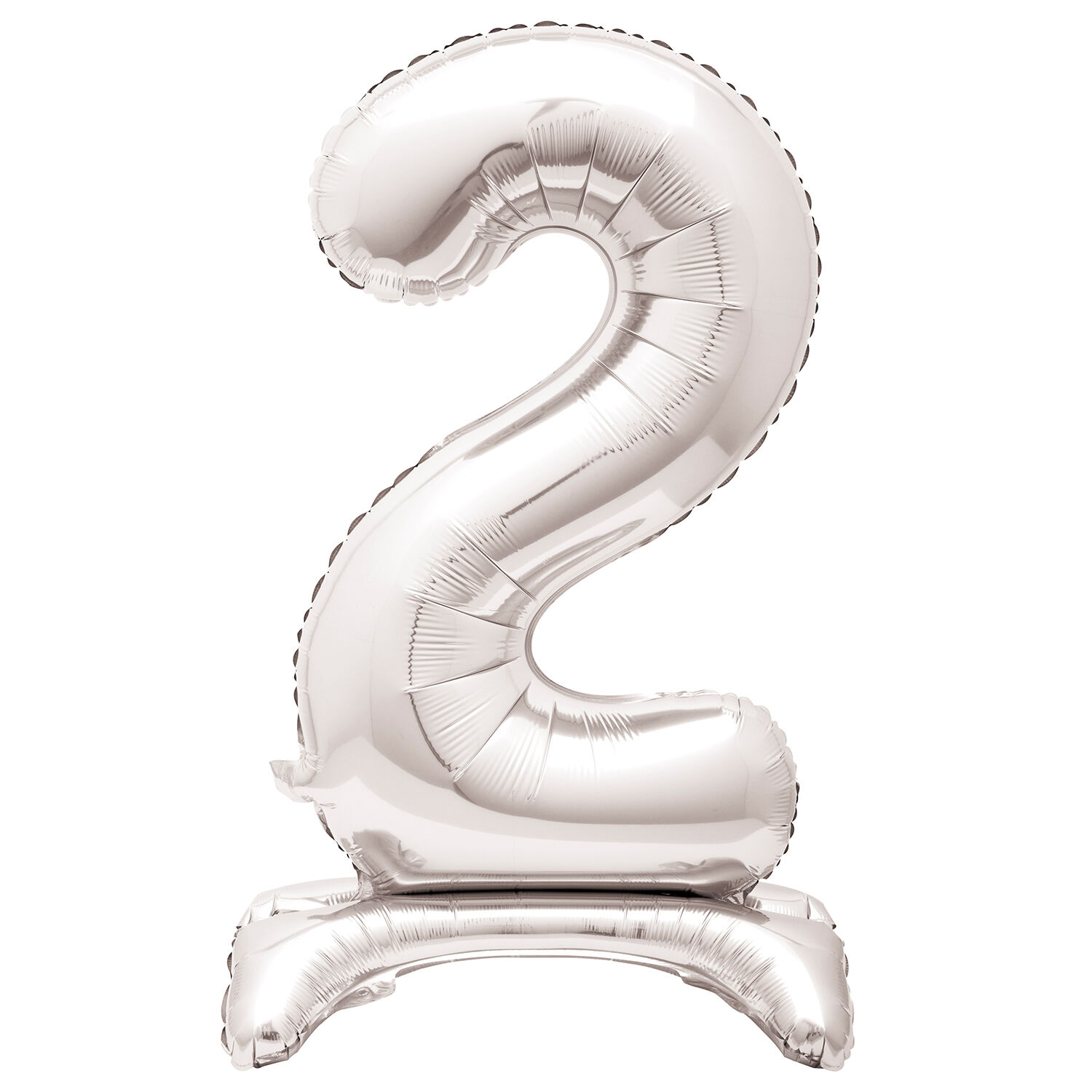 SALE Stehender Folienballon Gro�e Zahl 2, silber, 76cm