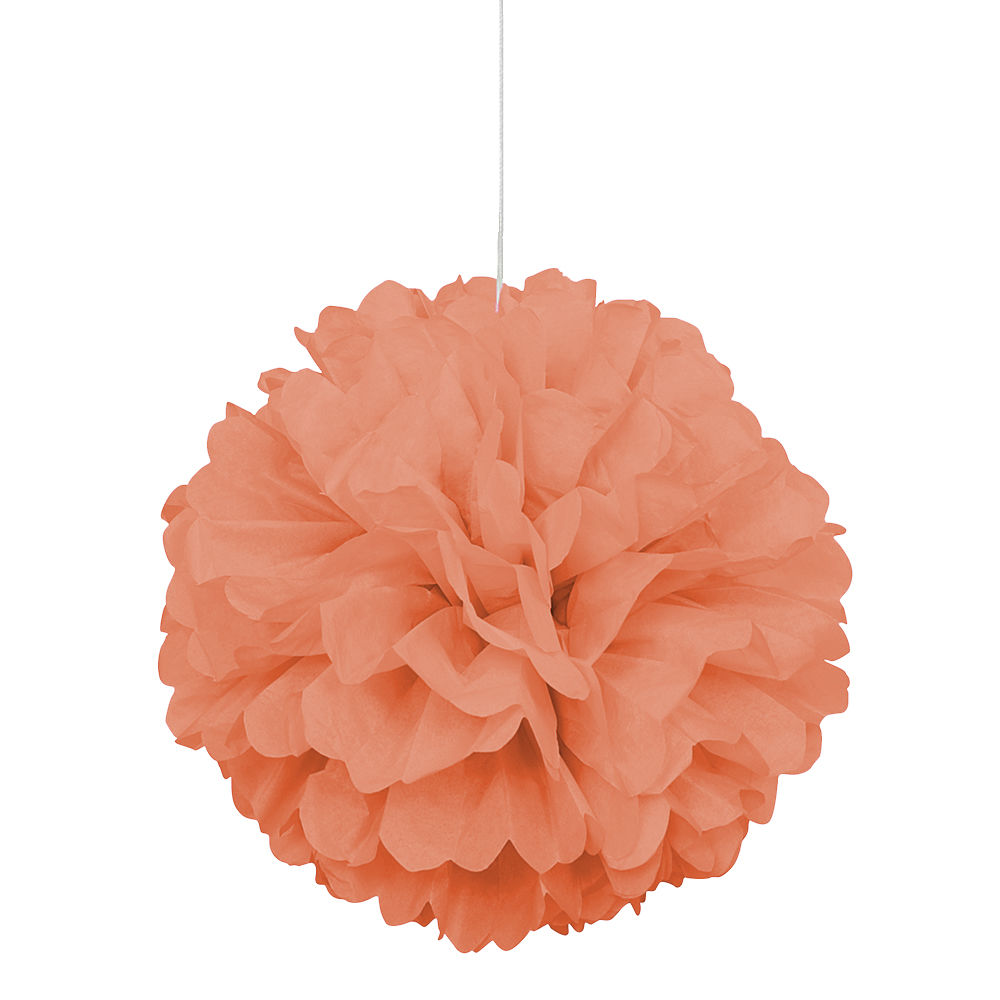 SALE Pompom / Blume aus Papier, Raumdeko zum Aufhngen fr Geburtstag, Hochzeit, Party & Co., Gre: ca. 40 cm, Farbe: Koralle