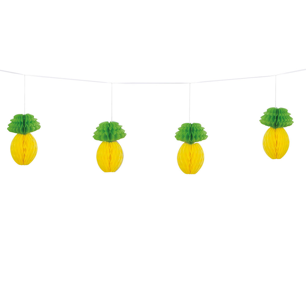 SALE Girlande mit Wabenbllen / Pompoms, Raumdeko, Lnge: ca. 213 cm, Design: Ananas