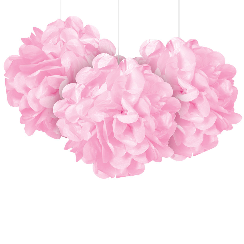 SALE Pompom / Blume aus Papier, Raumdeko zum Aufhngen, Gre: ca. 22 cm, 3 Stck, Farbe: Rosa