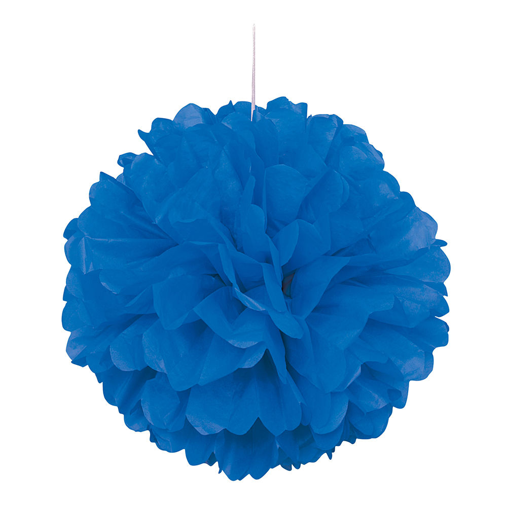 Pompom / Blume aus Papier, Raumdeko zum Aufhängen für Geburtstag, Hochzeit, Party & Co., Größe: ca. 40 cm, Farbe: Königsblau