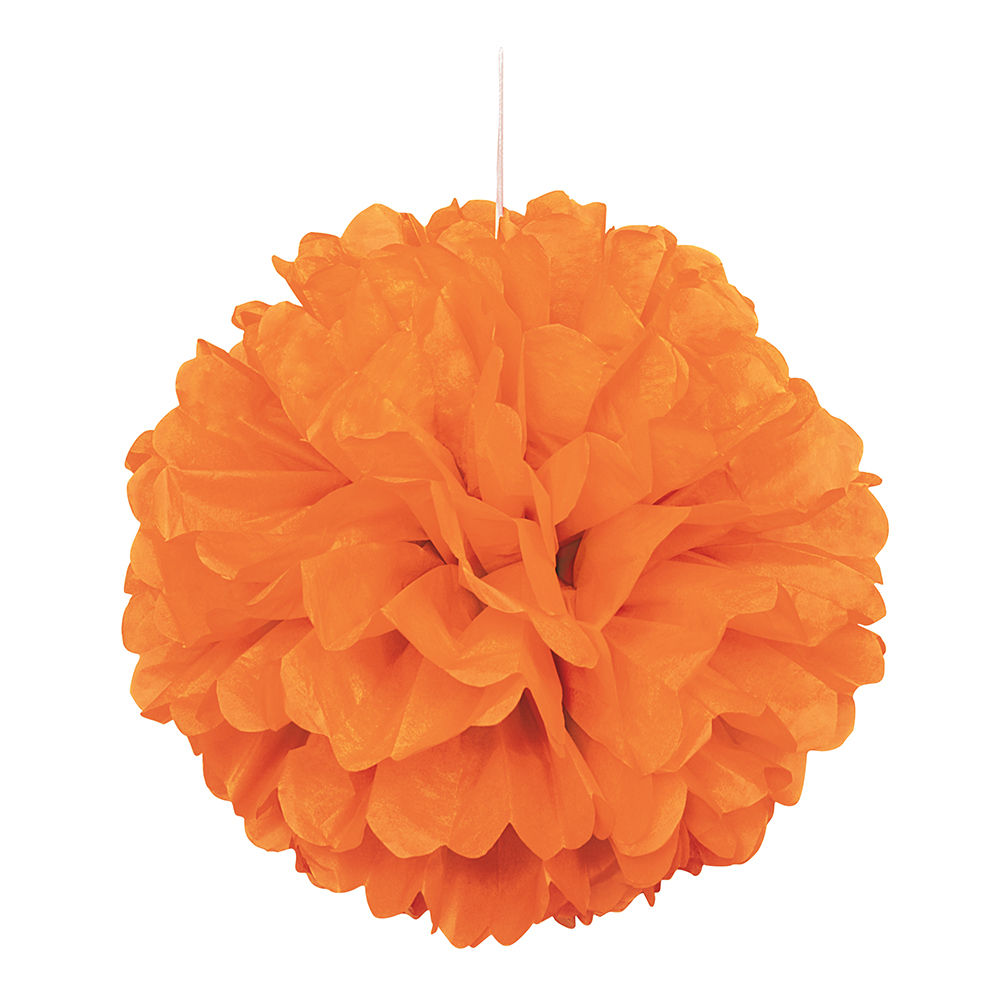 Pompom / Blume aus Papier, Raumdeko zum Aufhängen für Geburtstag, Hochzeit, Party & Co., Größe: ca. 40 cm, Farbe: Orange