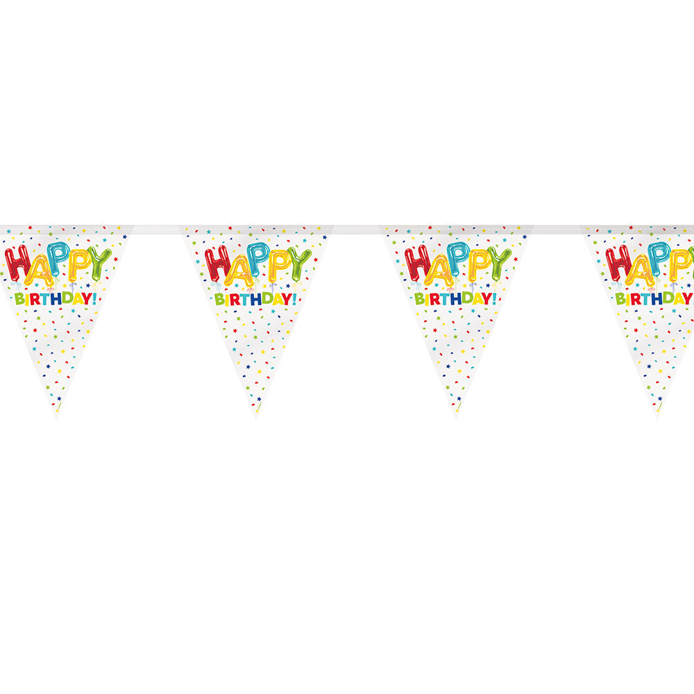 SALE Groe Wimpelkette Happy Birthday, Kindergeburtstag Dekoration, Design Folienballon bunt, Lnge: ca. 3,66 m