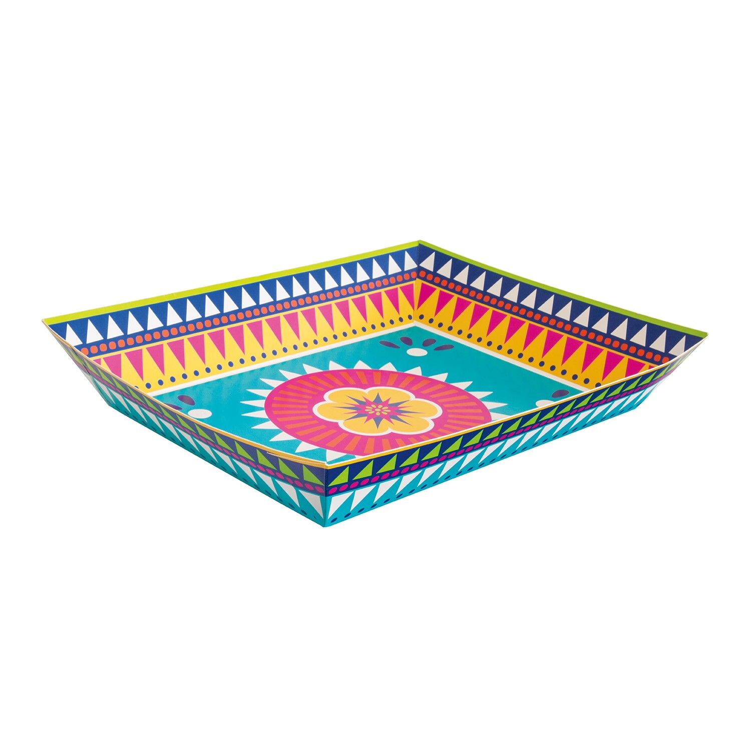 SALE Papp-Schale Fiesta Mexicana, flach, quadratisch, bunt