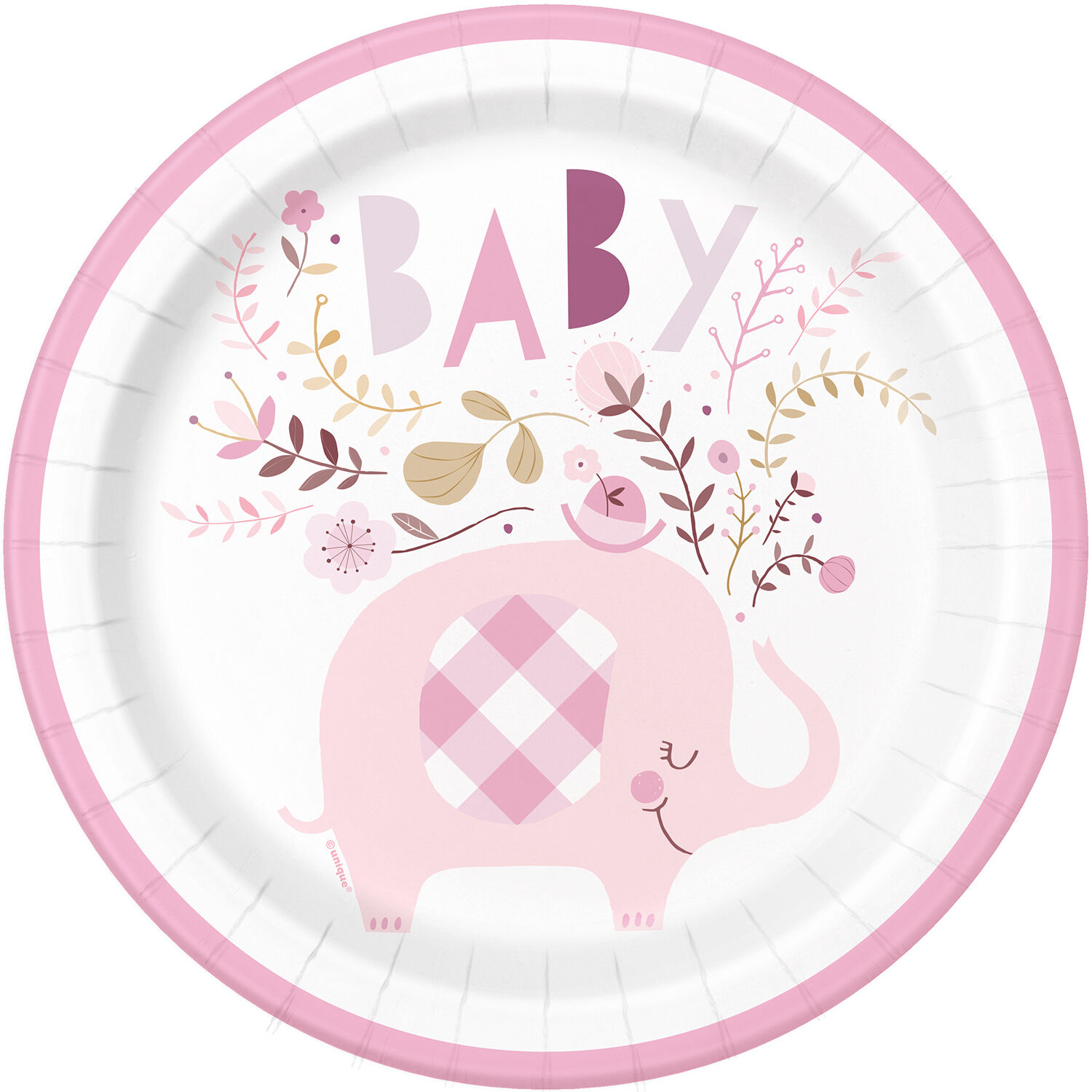 SALE Teller Babyparty rosa Elefant, 23cm, 8 Stck