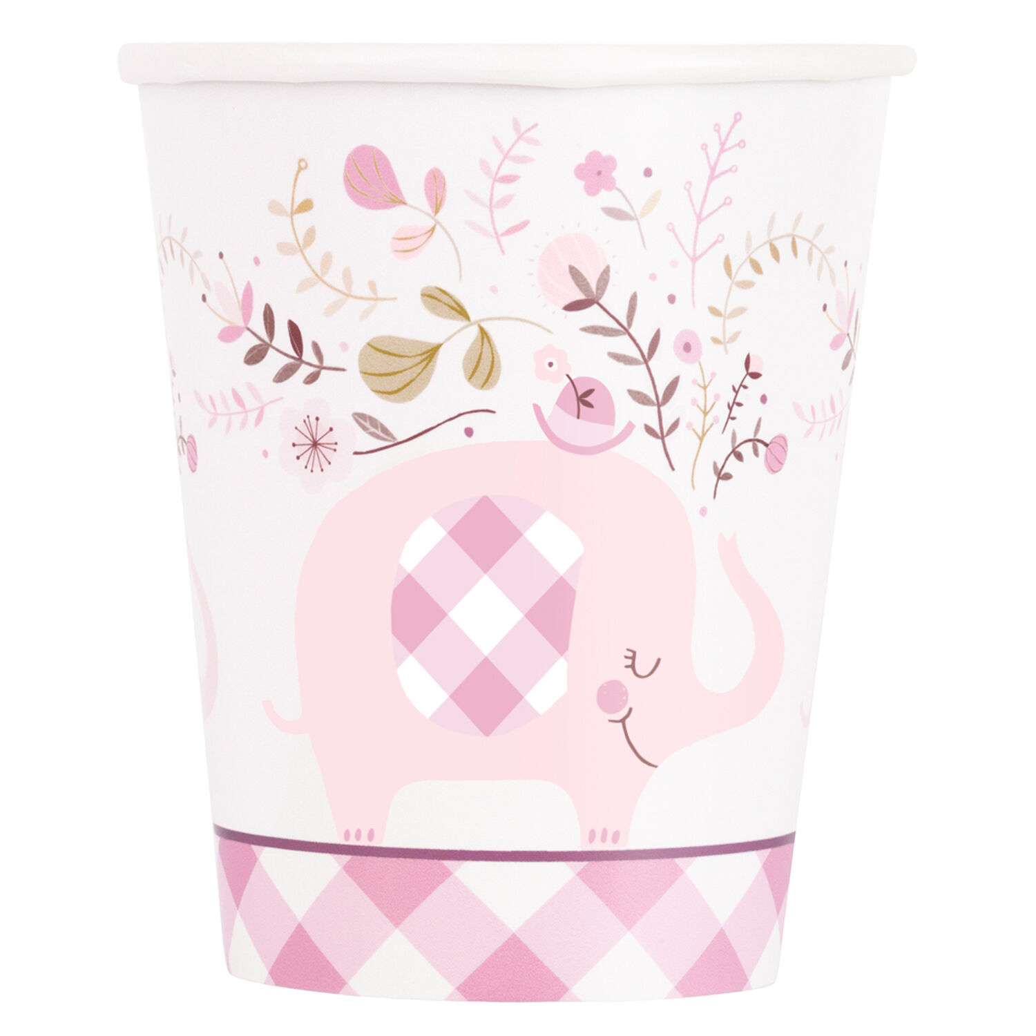 SALE Becher Babyparty rosa Elefant, 250ml, 8 Stck