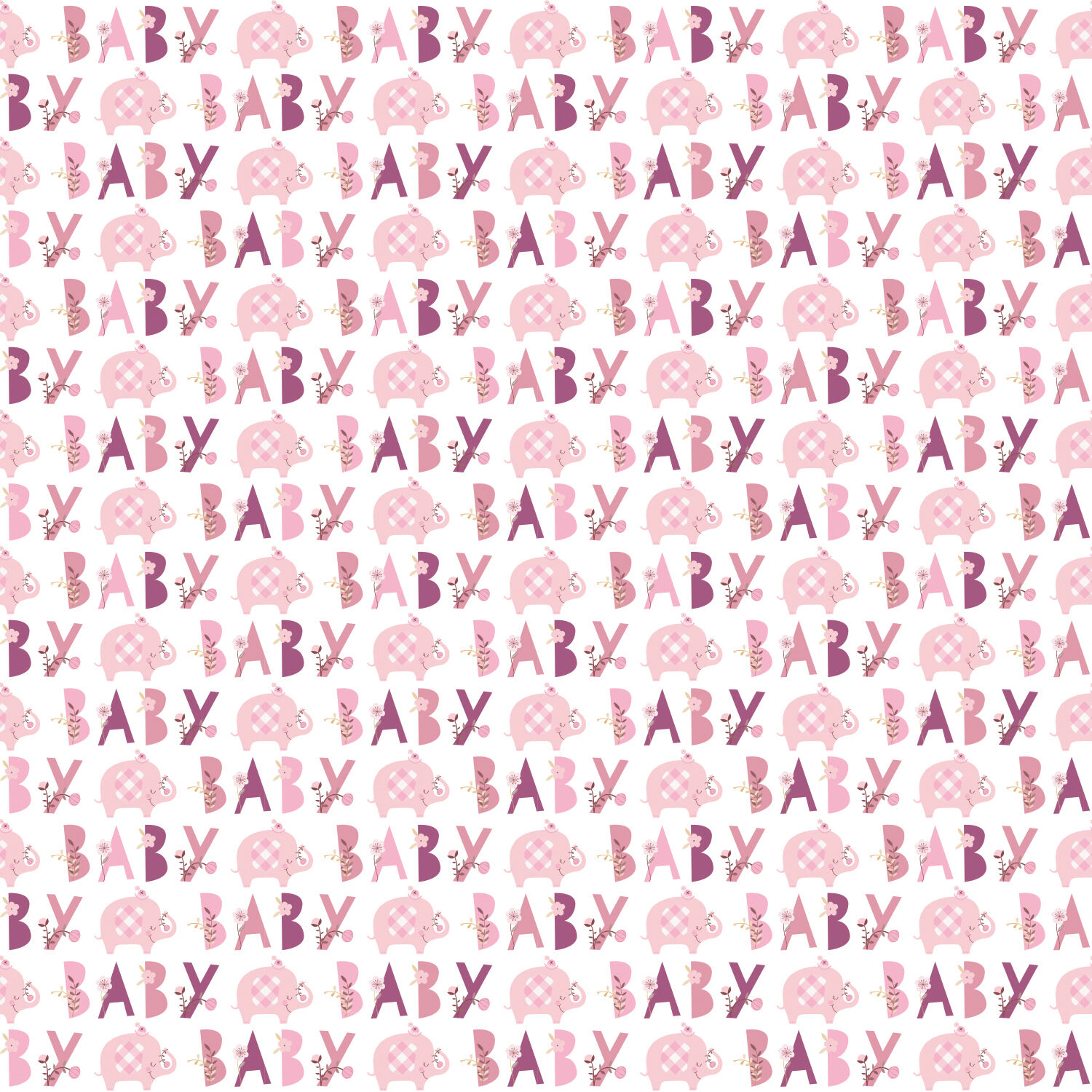 SALE Geschenkpapier Babyparty rosa Elefant, 76x152 cm