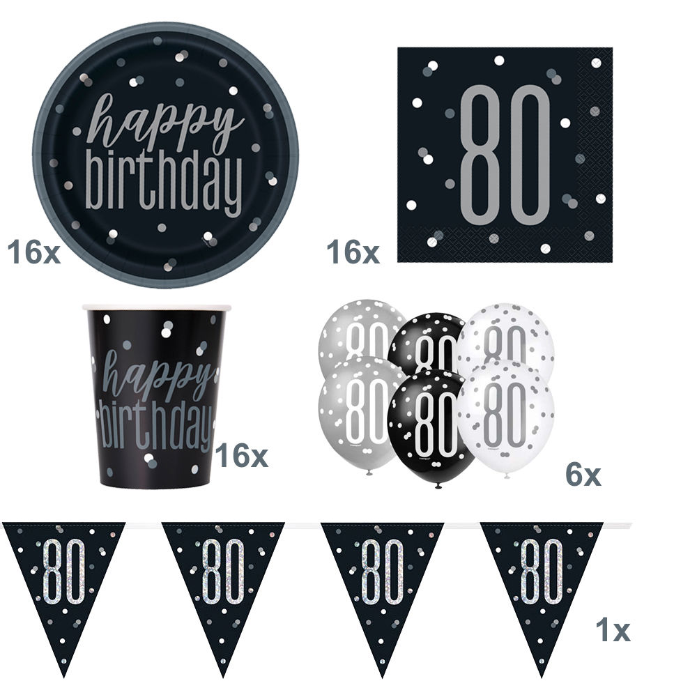 Partybox 80. Geburtstag, schwarz-grau, 16 Personen Bild 2
