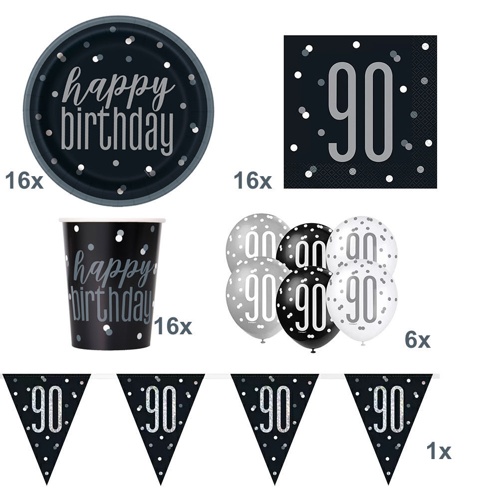 Partybox 90. Geburtstag, schwarz-grau, 16 Personen Bild 2