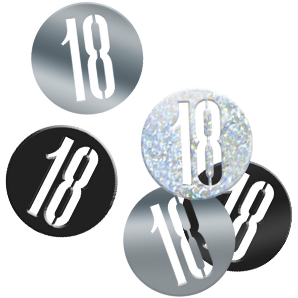 Konfetti 18. Geburtstag / Volljährigkeit, schwarz-grau metallisch-glänzend, ca. 14 g