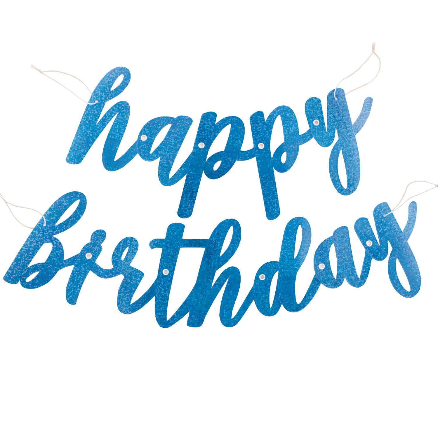 NEU Girlande Happy Birthday blau glitzernd, zweiteilig, 83cm