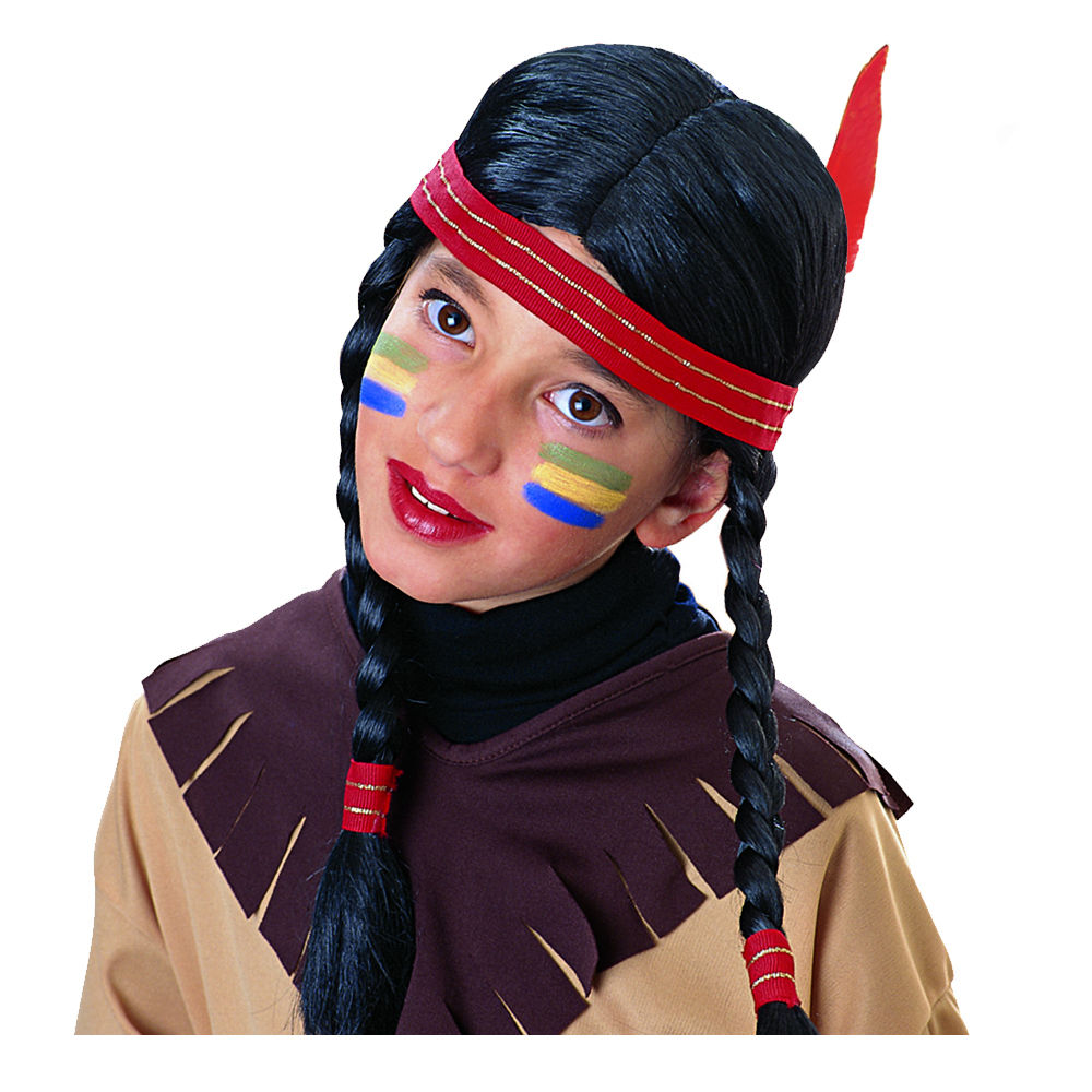 Percke Kinder Mdchen Indianerin mit Stirnband, sortiert, schwarz - mit Haarnetz Bild 2