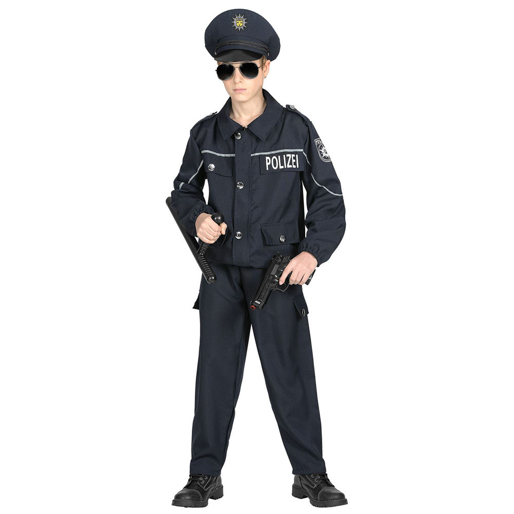 Hose POLIZIST POLIZEI Mütze Kinder Kostüm Deutsche Uniform 3-teilig Oberteil 