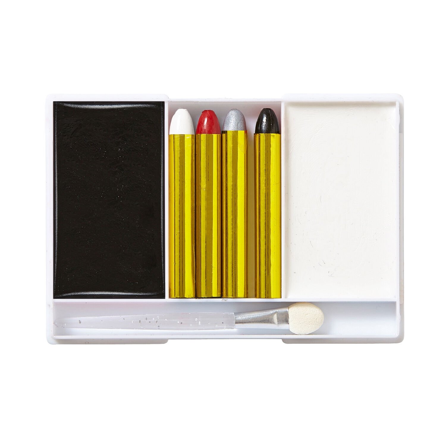 NEU Schminkset Schwarz-Wei, mit 4 Schminkstiften, Make-Up und Pinsel Bild 2