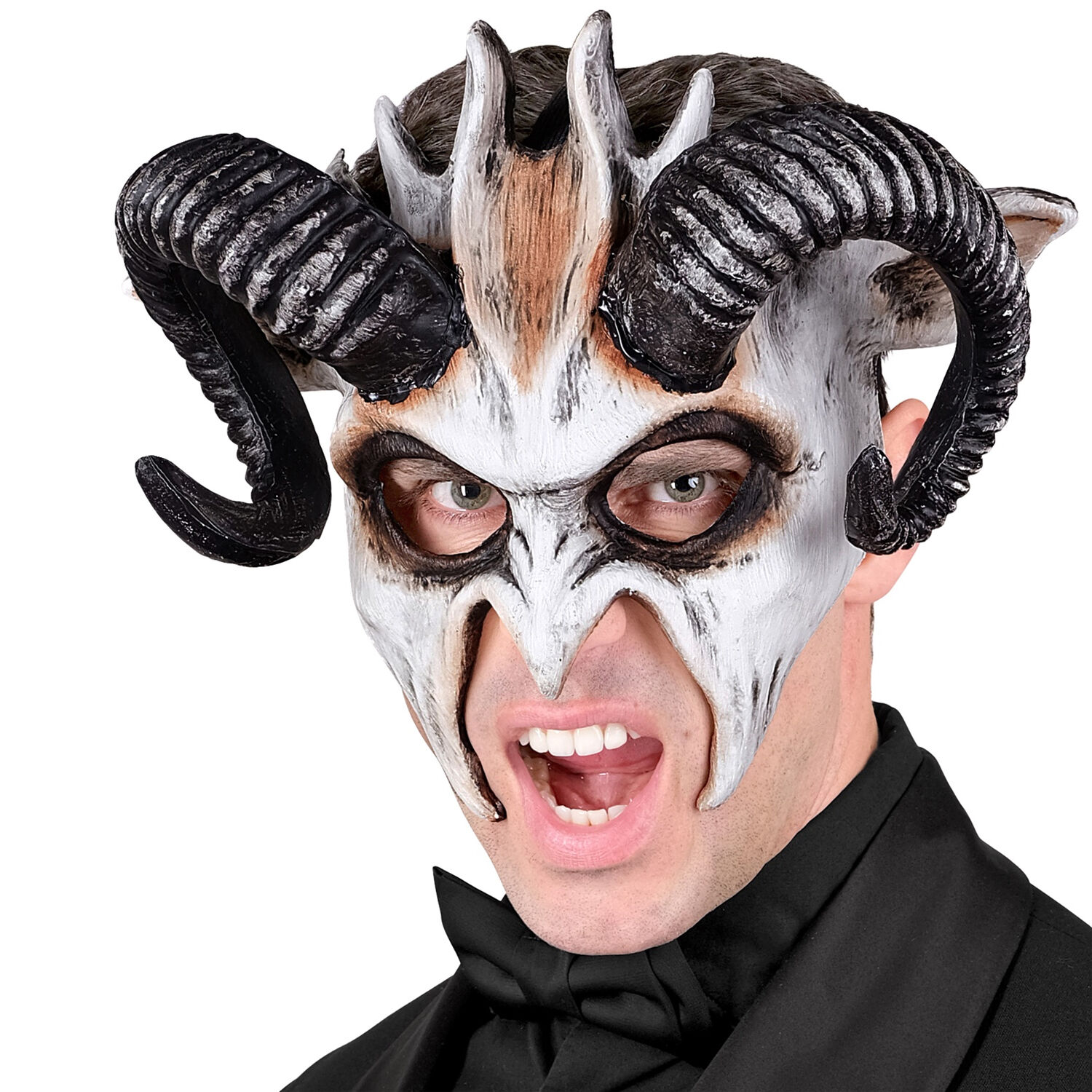NEU Teufels-Maske Halloween Dmon, schwarz-wei