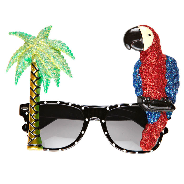 Brille Tropicana, mit Palme und Papagei