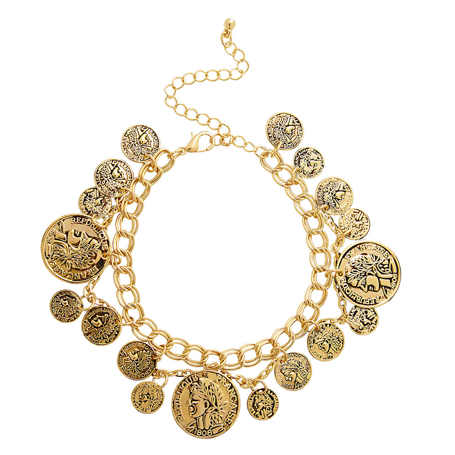 NEU Goldenes Armband mit Münzen für orientalische Kostüme, Wahrsagerinnen & Co.