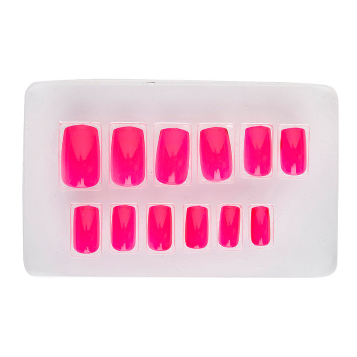 Fingerngel, neonpink, 12teilig, selbstklebend