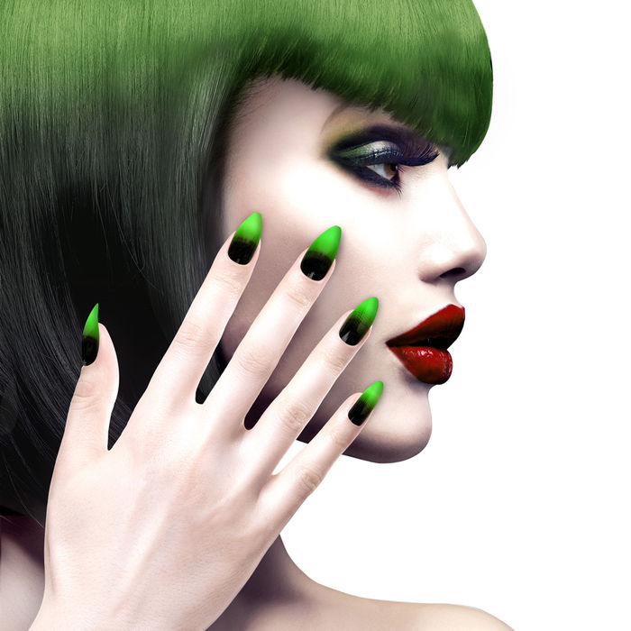 Fingernägel,12teilig, selbstklebend, grün Bild 2