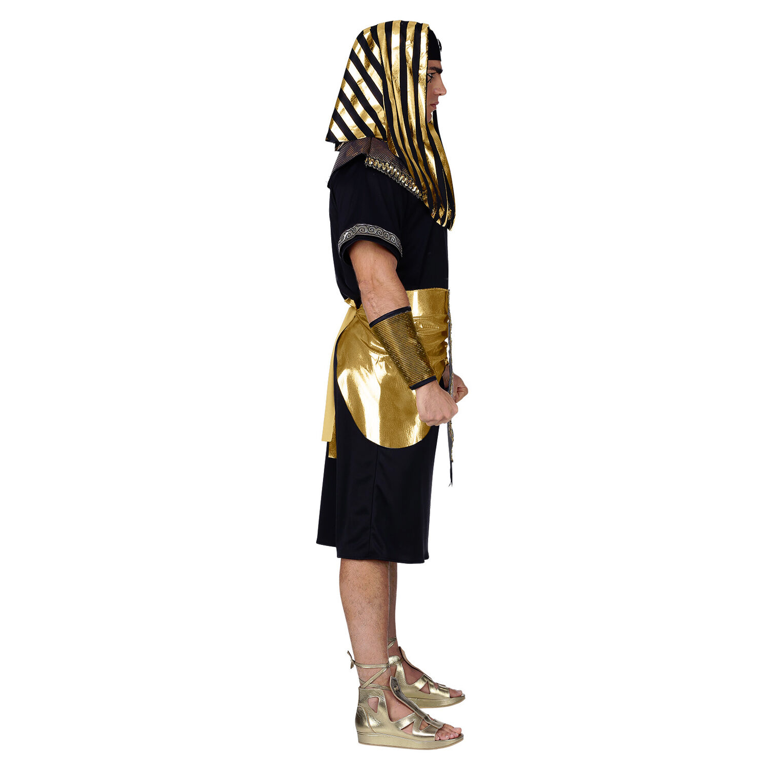 NEU Herren-Kostm Pharao / gypter, schwarz mit Grtel, Kragen und Kopfbedeckung, Gr. S Bild 2