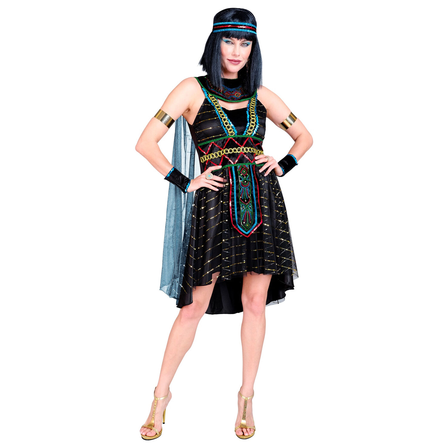 NEU Damen-Kostüm Ägypterin / Cleopatra, Kleid mit Umhang, Armstulpen und Stirnband, schwarz, Gr. XS Bild 4