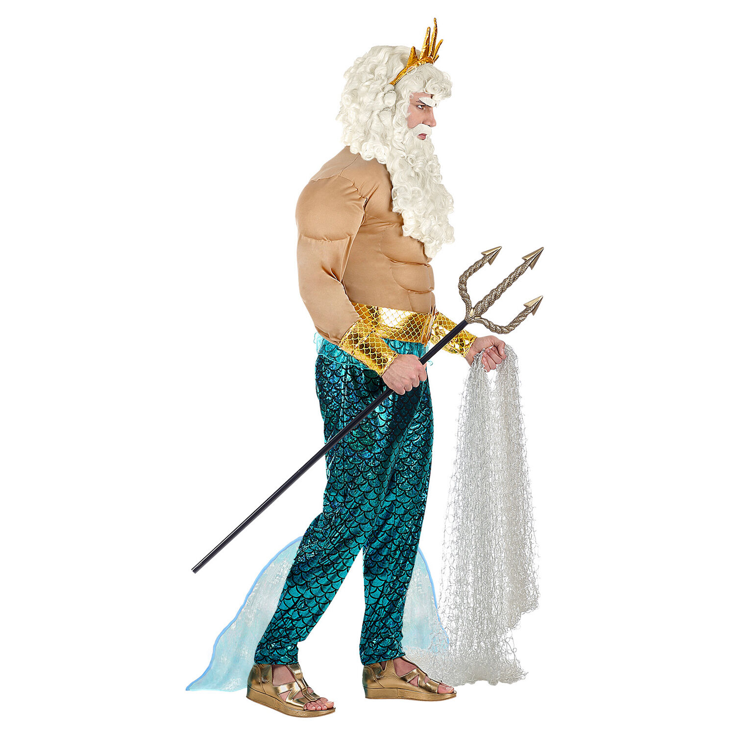 NEU Herren-Kostüm Poseidon / Wassermann, Muskelshirt mit Hose, Gürtel, Armschmuck und Krone, Gr. S Bild 2