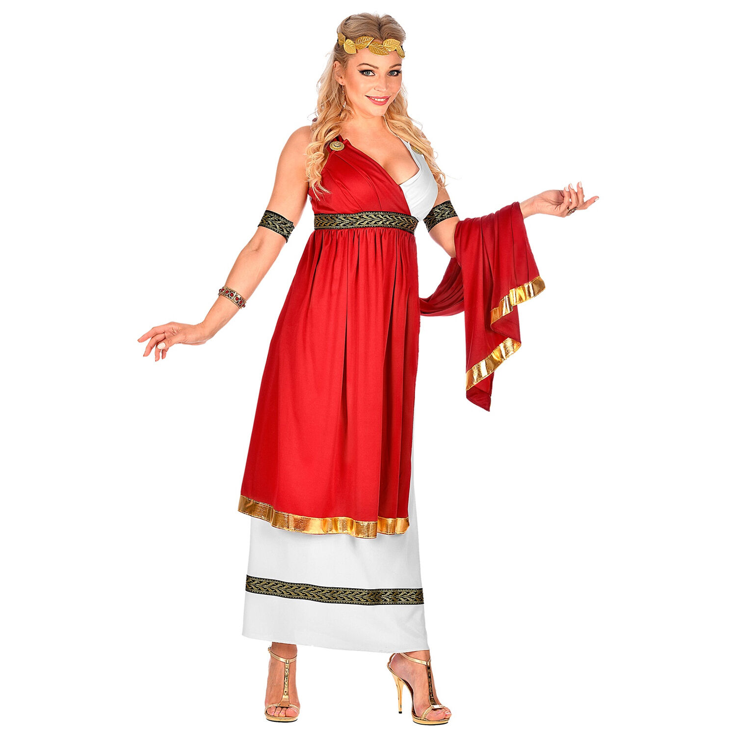 NEU Damen-Kostüm Römische Kaiserin, Kleid mit Umhang, Armbändern und Lorbeerkranz, Gr. S