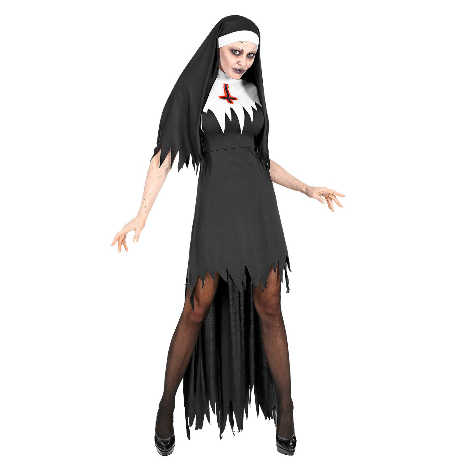 NEU Damen-Kostm Horror-Nonne, Kleid mit Haube und Rock, Gr. XS Bild 2